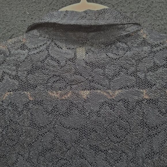 John Paul Richard Womans Button Up Black Size 2X Nylon Blend Long Sleeve Sheer - Picture 12 of 12